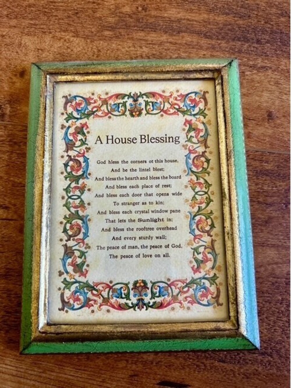 Vintage A House Blessing Framed Wall Art Made in Italy